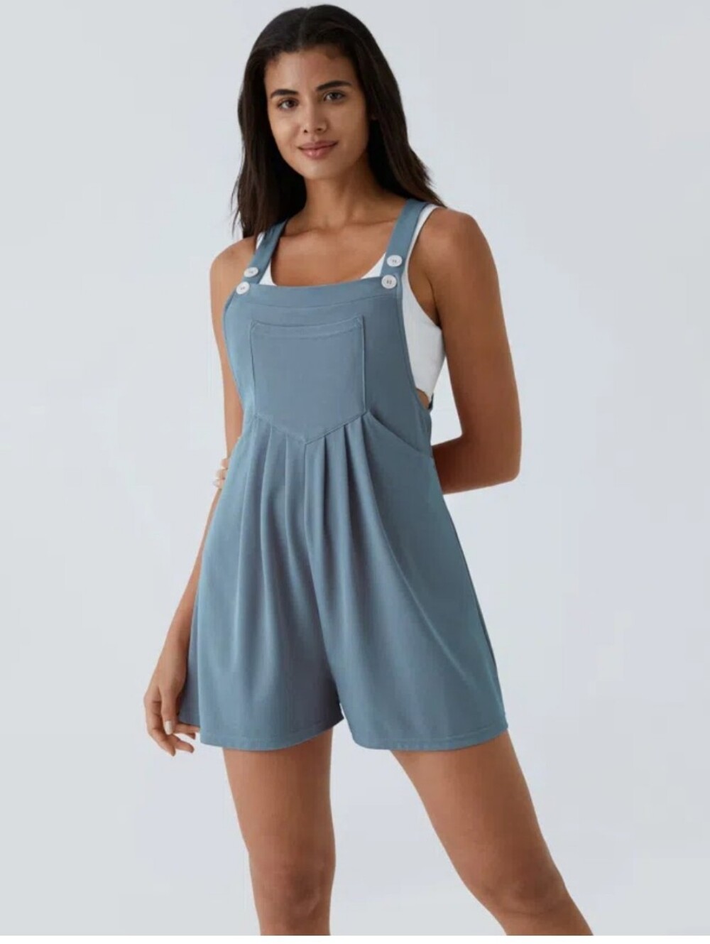Halara Casual Blue Romper Overalls with Front Pocket